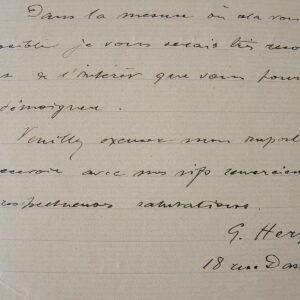 G. Herzig. Lettre de recommandation pour un typographe.