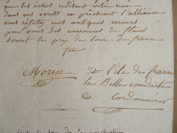 Morin, La Belle éconduite, écrit une chanson.