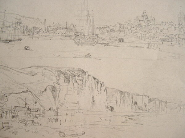 Dessin du port Fécamp au XIXe.