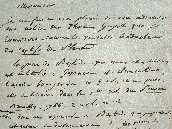 Le bibliographe Barbier travaille sur Bastide et Guyot.