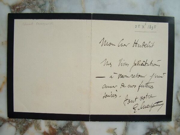 Edmond Charpentier. Billet autographe signé.