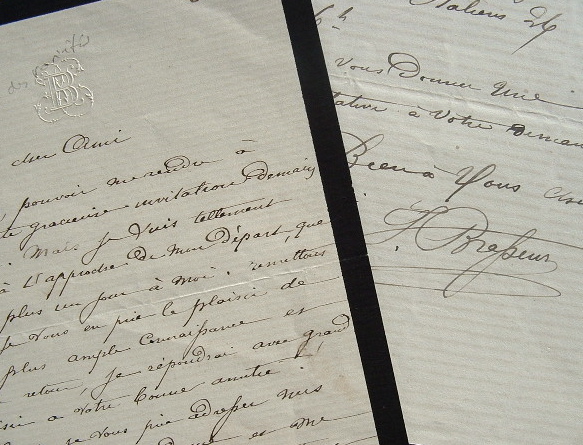 Jules Brasseur écrit à Carmier.