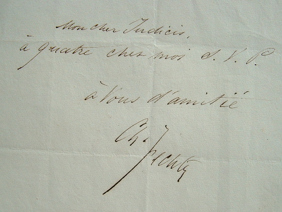 Charles Fechter écrit à Judicis.