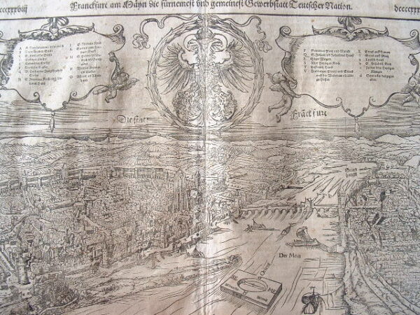 Gravure : vue de Francfort (Allemagne).