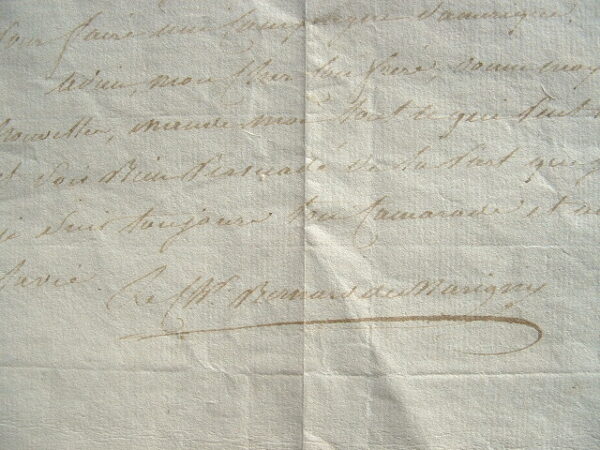 Bernard de Marigny. Belle lettre à Thomas de Saint-Laurent.