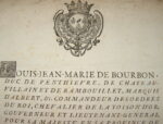 Duc de Bourbon-Penthièvre. Assemblée des Etats de Bretagne.