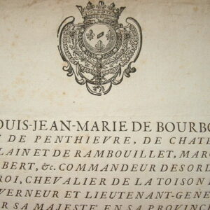 Duc de Bourbon-Penthièvre. Assemblée des Etats de Bretagne.