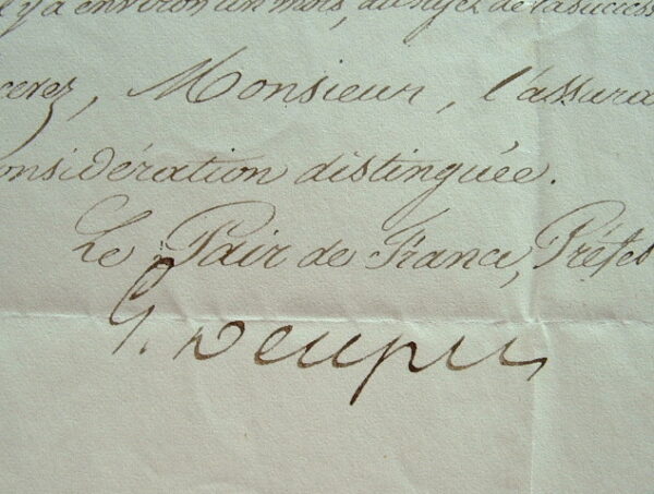 Réponse du préfet de Police Gabriel Delessert