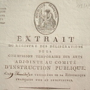 Pièce signée par les membres de la Commission temporaire des Arts.