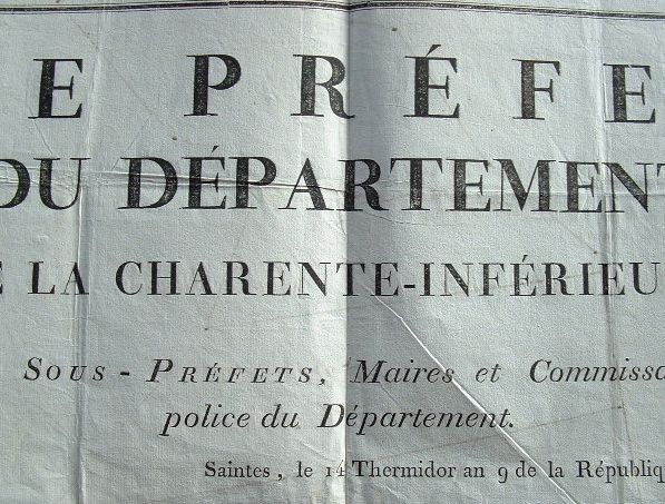 L'instruction interdite les jours de décade à Saintes.