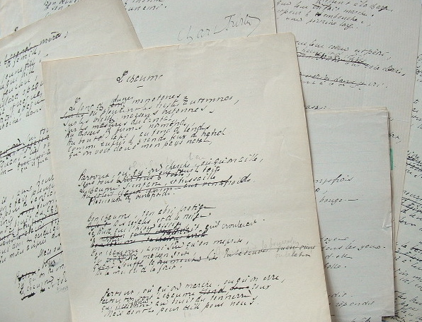 Ensemble de brouillons poétiques et poèmes inédits de Charles Fuster.