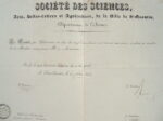 Diplôme de la Société des Sciences, Arts et Belles-Lettres de Saint-Quentin.