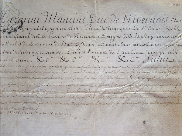 Le duc de Nivernais nomme un substitut à Decize.