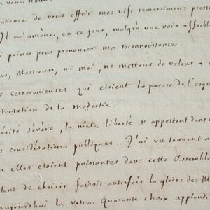 Manuscrit d'un discours de Cérutti à l'Assemblée électorale de Paris en 1790.