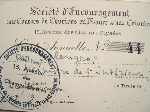 La carte de courses de levriers de Roger Salengro.