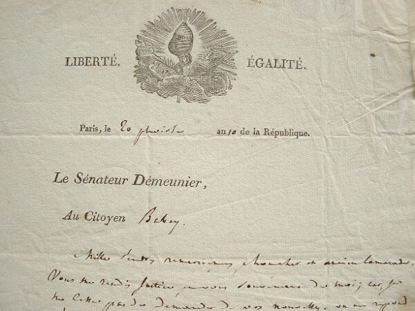 Jean Nicolas Démeunier n'oublie pas son ami constituant Babey.