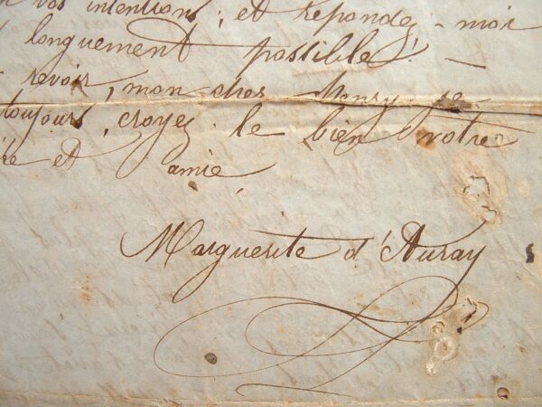 Marguerite d'Auray. Belle lettre de la Dame aux Camélias.