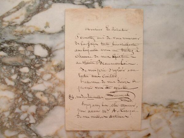 Jenneval - Dechet. Lettre de l'auteur du Chant national belge.