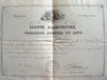 Diplôme de la Société d'agriculture de Haute-Saône.