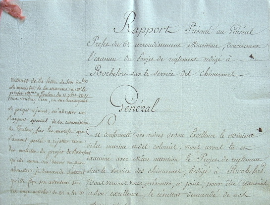 Manuscrit sur la réorganisation des chiourmes de Toulon.