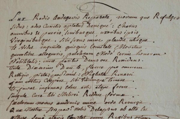 Une ode à la gloire de l'évêque d'Angers, Jacques de Grasse.