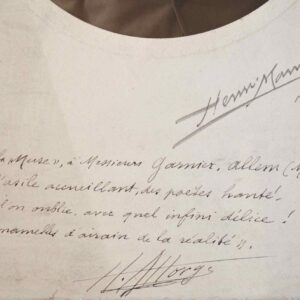 Portrait dédicacé avec quatrain du poète Henri Allorge.