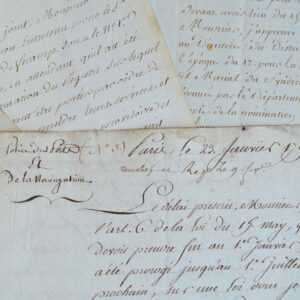 Onze lettres de ministres de la Marine sous la révolution.