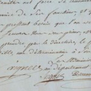 Lettre signée les administrateurs de la police, Sergent-Marceau, Perron et Vigner.