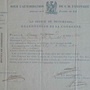 Le grand veneur Berthier accorde un droit de chasse dans l'Aveyron.