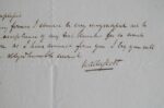Lettre de Walter Scott écrite durant son séjour à Paris.