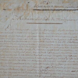Important rapport d'exploration manuscrit de Madagascar du XVIIIe.