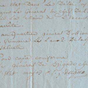 Le général Dugua signe un arrêt durant le siège de Toulon.