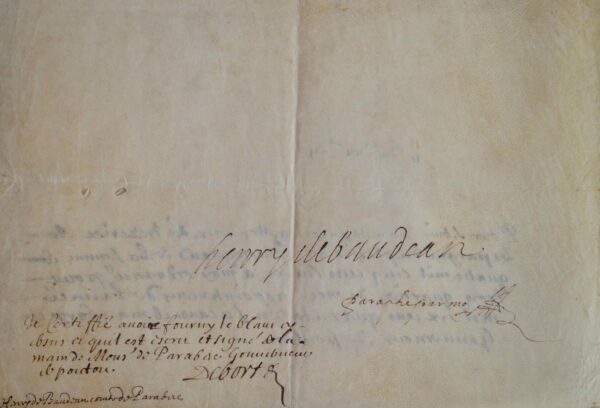 Rétribution du gouverneur du Poitou, Henri de Baudéan comte de Parabère.