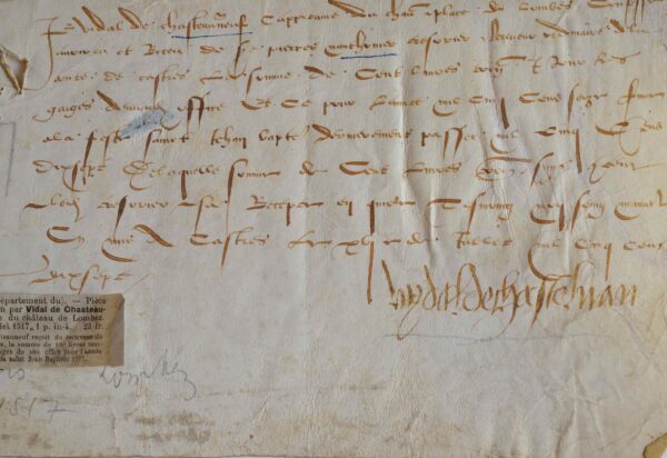 Le capitaine du château de Lombez reçoit ses émoluments, en 1517.