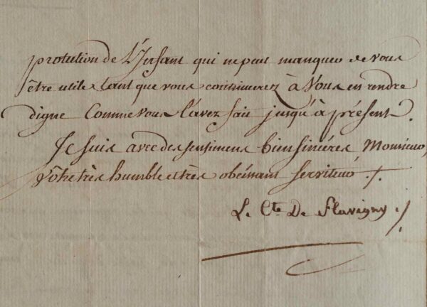 Le comte de Flavigny refuse une recommandation pour la croix de saint-Michel.