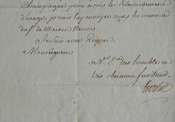 Le ministre d'Etat Bertin s'adresse à l'archevêque de Reims.