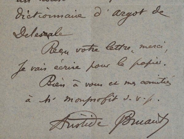 Aristide Bruant réclame un dictionnaire d'argot.