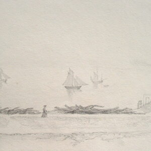 Seine-Maritime. Dessin de bord de mer à Dieppe.