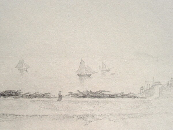 Seine-Maritime. Dessin de bord de mer à Dieppe.