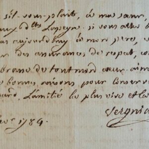 Très rare lettre du Girondin Vergniaud, alors jeune avocat à Bordeaux.