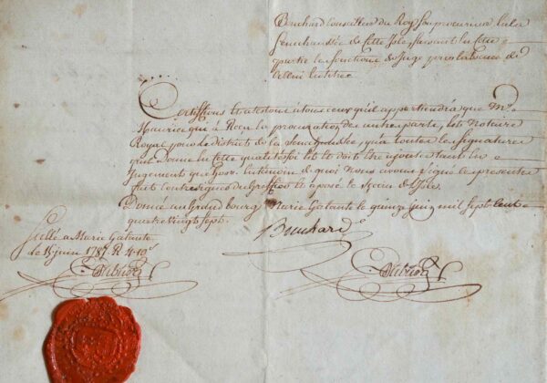 Un négociant de Marie-Galante donne sa procuration en 1787.