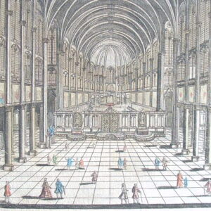 Vue d'optique de l'intérieur de la cathédrale de Notre-Dame-de-Paris. XVIIIe.