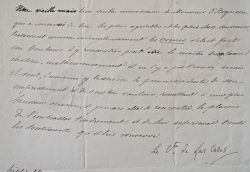 Une des dernières lettres de Las Cases, de passage au château des Ormes.