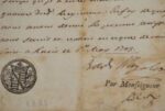 Certificat délivré par le premier gouverneur de Valenciennes, le comte de Magalotti.