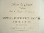 Alpes-Maritimes. Lettre imprimée des consuls de Nice au pape Pie VII.