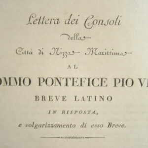 Alpes-Maritimes. Lettre imprimée des consuls de Nice au pape Pie VII.