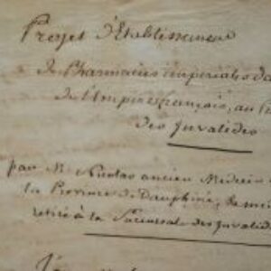Projet de pharmacies impériales dans tous les départements de l'Empire.
