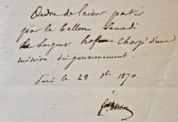 Trochu envoie un émissaire par ballon, durant le Siège de Paris.