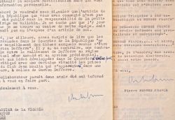 Belle correspondance de Mendès-France à d'Astier de La Vigerie.
