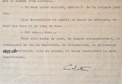Tapuscrit signé d'une nouvelle de Colette.